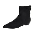 thumbnail image 1 of Dasayo Black Woman Boots Dress Ankle Wide Calf Flat Classic Pointed Toe Boots Womens Shoes 41, 1 of 9
