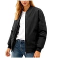 thumbnail image 1 of Dasayo Black Women's Coat Bomber Quilted Puffer Motorcycle Barn Zip up Jackets Jackets for Women S, 1 of 9