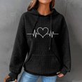 thumbnail image 1 of Dasayo Black Women's Sweatshirts for Women Long Sleeve Waffle Knit Drawstring Pocket Heart Prints Hoodies Women Shirts M, 1 of 4