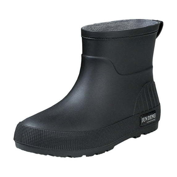 Dasayo Black Womens Boots Waterproof Rain Ankle Slip on Fall Flat Heel Booties Womens Shoes 39