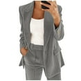 thumbnail image 1 of Dasayo Blazers for Women Trendy Corduroy Gray Business Work Collared Suit Fitted Blazer Jacket Women M, 1 of 7