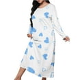 thumbnail image 1 of Dasayo Blue Night Gowns for Women Oversized House Long Sleep Shirt Graphic Bodycon Casual Pajamas Womens Sleepwear L, 1 of 3