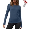 thumbnail image 1 of Dasayo Blue Tops for Women Long Sleeve Thermal Winter Undershirts With Socks Fitted Comfy Sweat Shirts for Womens XL, 1 of 8