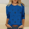 thumbnail image 1 of Dasayo Blue Tops for Women Trendy Summer 3/4 Sleeve Crewneck Graphic Prints Blouses Womens Sweatshirt L, 1 of 9