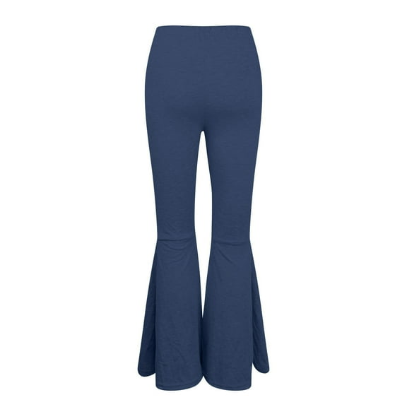 Dasayo Blue Women Leggings Yoga High Waist Flare-Leg Full Jeggings Bell Bottoms Solid Pants Ladies Pants XS