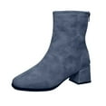 thumbnail image 1 of Dasayo Booties for Women Dress Blue Pointed Toe Ankle Low Heel Faux Leather Elegant Classic Boots Ladies Shoes 37, 1 of 5