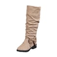 thumbnail image 1 of Dasayo Booties for Women Mid-Calf Wide Calf Yellow Slouch Bow Dressy Low Heel Boots Women Shoes 38, 1 of 9
