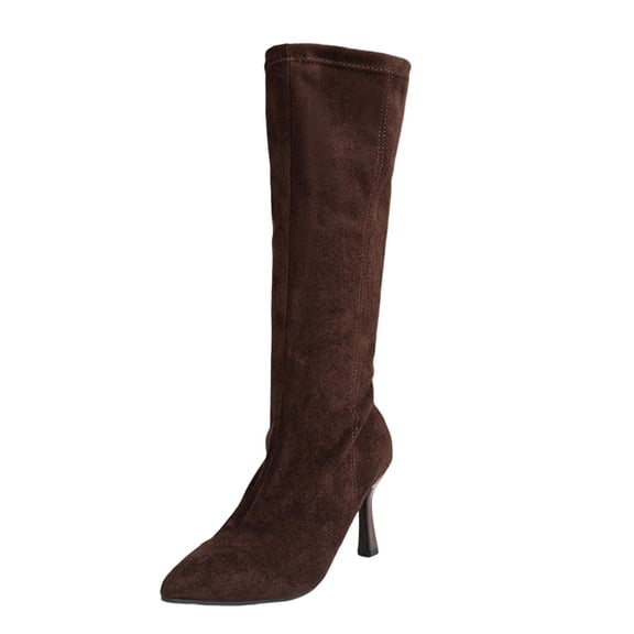 Dasayo Bronze Women's Boots Mid-Calf Dress Fall Elegant High Heel Snip Toe Boots Ladies Shoes 37