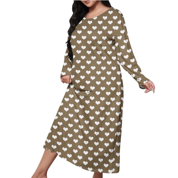 Dasayo Bronze Womens Nightgowns Long Plus Size Fall Nightgown Graphic Soft Casual Pajamas Pajamas for Women XXXXXL