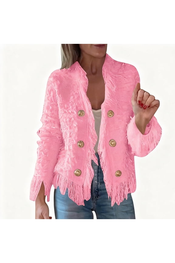 Business Work Blazers for Women Pink Dress Fashion Fringe Suit Blazer Women Jacket XS