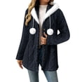 thumbnail image 1 of Dasayo Cable Knit Coat Women Blue Fleece Long Drawstring Hooded Fuzzy Clothes Womens Jackets M, 1 of 7