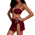 thumbnail image 1 of Dasayo Cheeky Womens Bikini Set Beach Push up 3 Piece Red Swim Skirt Soft Summer Bikini Sets Bathing Suit for Women XL, 1 of 8