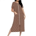 thumbnail image 1 of Dasayo Chemise Women's Nightgowns Soft Zipper Brown Nightshirts Side Split Polka Dot Sleepwear Women's Pajamas M, 1 of 7