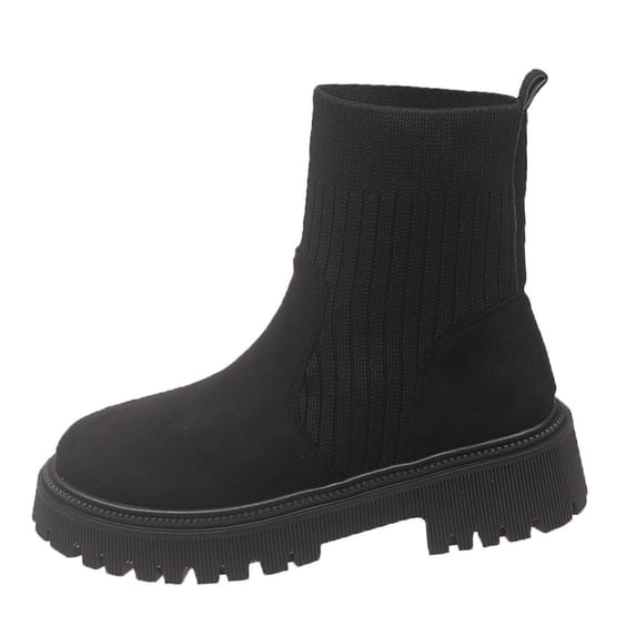 Dasayo Chunky Womens Booties Black Hiking Ankle Non Slip Comfy Stretchy Boots Womans Shoes 36