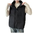thumbnail image 1 of Dasayo Coats for Women Black Plus Size Puffer Zip up Waistcoat Sleeveless Elastic Hem Buttons Vests for Women 2025 L, 1 of 3