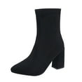 thumbnail image 1 of Dasayo Comfortable Woman Boots Black Dress Ankle Block Heel Stretch Faux Leather Classic Boots Women Shoes 35, 1 of 8