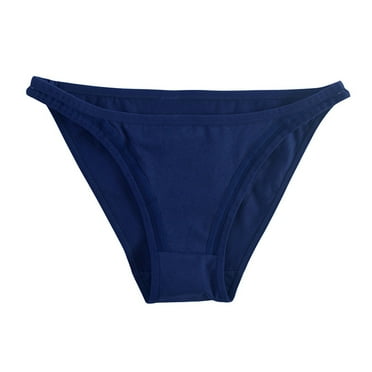Dasayo Cotton Women's Panties under $4 V-Strings Blue Mid Waist Cheeky Solid Hipster Womens Underwear Boy Shorts M