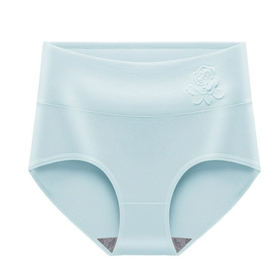 Dasayo Cotton Womens Lingerie High Waist Blue Stretch Plus Size Tummy Control Solid Underpant Hipster Underwear Girls XL