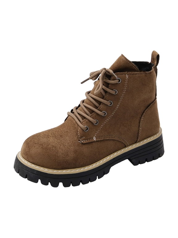 Cowboy Women Boots Brown Low Heel Ankle Lace up Round Toe Western Wide Calf Boots Women Shoes 43