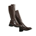 thumbnail image 1 of Dasayo Cowboy Women's Boots Dress Knee-High Brown Buckle Low Heel Faux Leather Classic Side Zip Boots Womens Shoes 41, 1 of 7