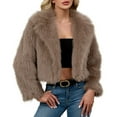 thumbnail image 1 of Dasayo Cropped Coats for Women Fashion Yellow Thick Open Front Jacket Lapel Collar Fuzzy Outerwear Jacket for Women XXL, 1 of 6