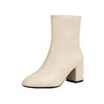 thumbnail image 1 of Dasayo Dress Boots Women Pointed Toe Ankle Beige Kitten Heel Side Zip Business Faux Leather Boots Shoes Women 36, 1 of 7