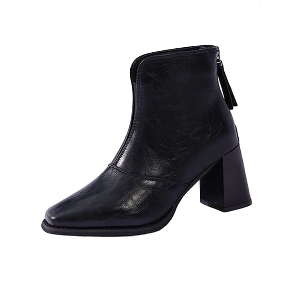 Dasayo Dress Boots for Women Black Ankle Pointed Toe Faux Leather Comfortable Kitten Heel Elegant Boots Women's Shoes 36