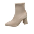 thumbnail image 1 of Dasayo Dress Women Boots Ankle Yellow Pointed Toe Block Heel Elegant Fashion Boots Shoes Women 41, 1 of 9