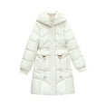 thumbnail image 1 of Dasayo Dressy Coats for Women White Puffer Full-Zip Warm Jackets Hooded Elastic Waist Outerwear Shackets for Women XXXL, 1 of 8