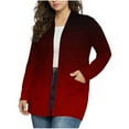 thumbnail image 1 of Dasayo Fall Women's Coats Red Open Front Long Gradient Color Casual Cardigan Jacket Women XXXXXL, 1 of 6