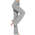 thumbnail image 1 of Dasayo Flare-Leg Women Pants Leggings Gray Elastic Waist Bell Bottoms Leggings Drawstring Soft Pants Womens Trousers L, 1 of 9