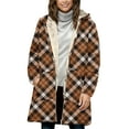 thumbnail image 1 of Dasayo Fleece Coat Women Long Plus Size Brown Plaid Zip up Hooded Coatigans Coatigan for Women L, 1 of 5