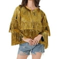 thumbnail image 1 of Dasayo Fringe Women Coat Yellow Open Front Cropped Party Fashion Cardigan Jackets for Women L, 1 of 4
