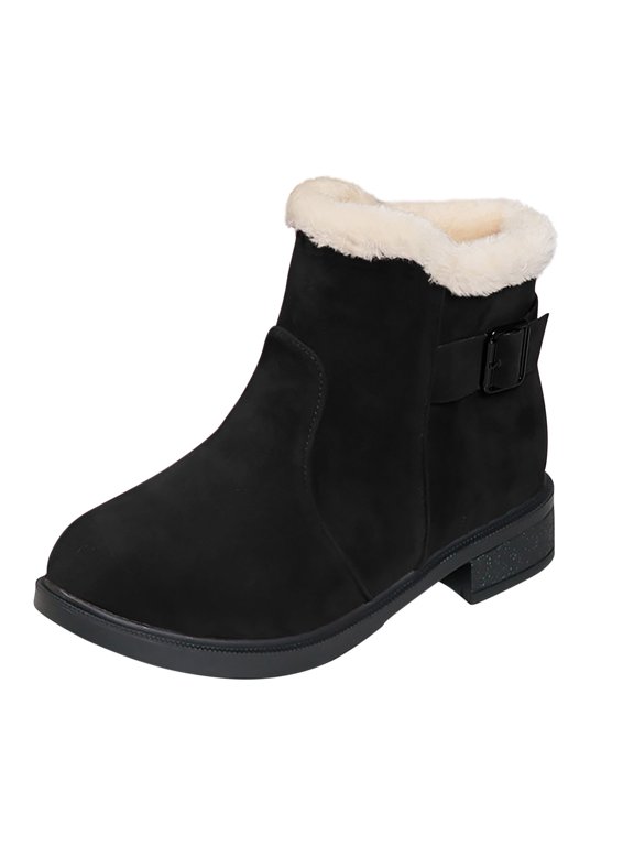 Furry Woman Boots Ankle Winter Black Non Slip Comfort Soft Shoes Women Shoes 37