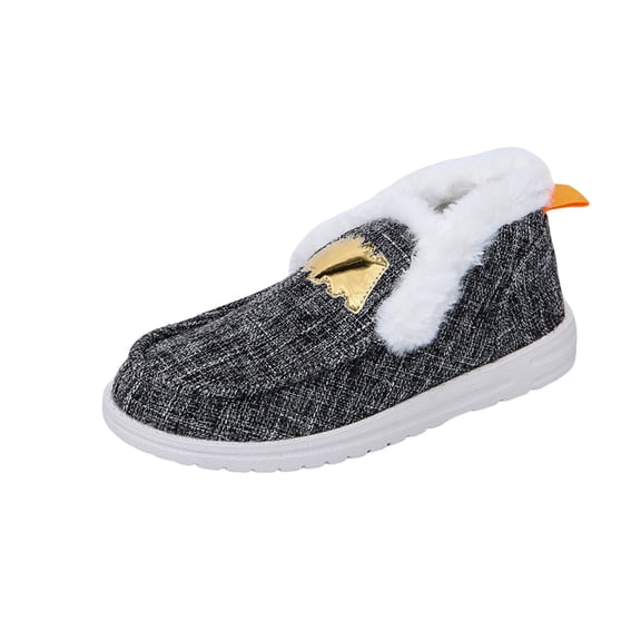 Dasayo Furry Womens Boots Gray Ankle Winter House Flat Snow Fleece Lined Booties Woman Shoes 36