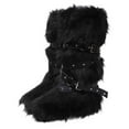 thumbnail image 1 of Dasayo Furry Womens Boots Winter Mid-Calf Black Comfy Buckles Fuzzy Warm Boots Ladies Shoes 36, 1 of 5