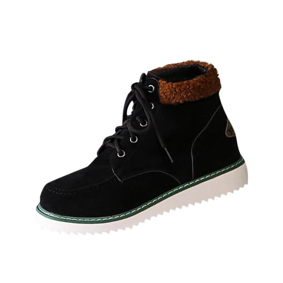 Dasayo Fuzzy Boots Women Hiking Ankle Black Motorcycle Lace up Cowboy Booties Shoes for Women 36