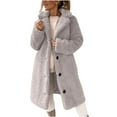 thumbnail image 1 of Dasayo Fuzzy Coat Women Fleece Long Gray Collared Thicken Winter Coats Womens Jackets Trendy M, 1 of 8