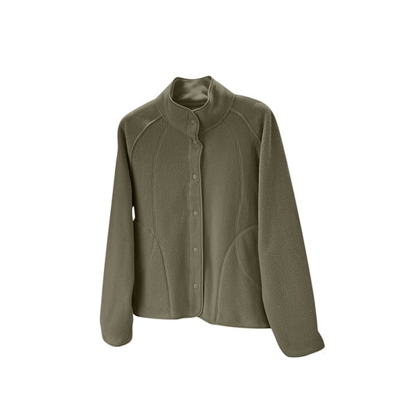 Dasayo Fuzzy Coat for Women House Fleece Green Soft Loose Buttons Coats Coatigan for Women S