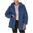 thumbnail image 1 of Dasayo Fuzzy Coats for Women Blue Soft Zip Front Fleece Jackets Oversized Stand Collar Streetwear Womens Jacket L, 1 of 5