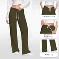 thumbnail image 1 of Dasayo Green Ladies Pants Gym High Waisted Athletic Loose Fit Straight Leg Drawstring Pants Womens Trousers L, 1 of 6