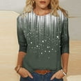 thumbnail image 1 of Dasayo Green Tops for Women Trendy Loose 3/4 Sleeve Crewneck Graphic Prints Blouses Women Sweatshirt L, 1 of 9