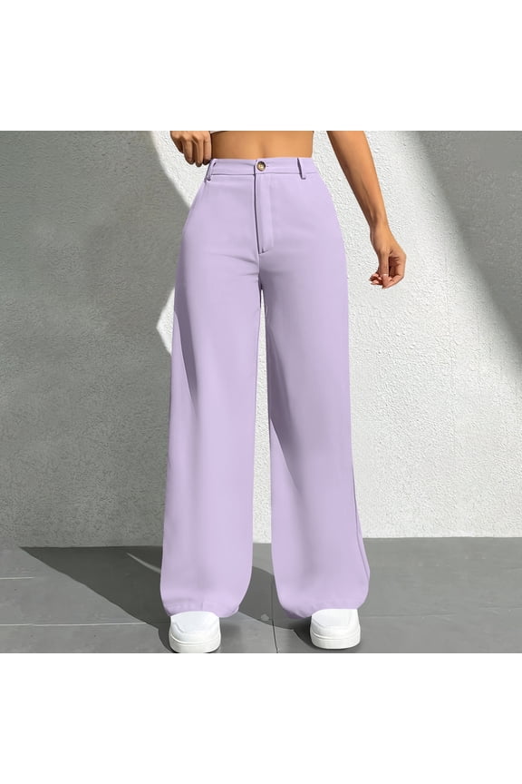 High Rise Pants Women Blazer Wide-Leg Palazzo Pants Business Casual Baggy Solid Trousers Jeggings for Women L