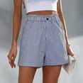 thumbnail image 1 of Dasayo High Rise Womens Shorts Pull On Shorts Striped Flat Front Elastic Waist Shorts for Womens, 1 of 1