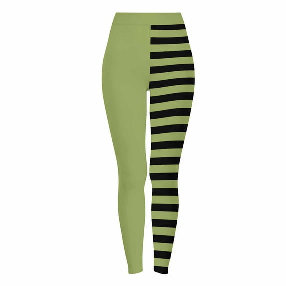 Dasayo High Waist Women Leggings Ultra Soft Green Slim-Leg Jeggings Soft Striped Tights Trouser Pants for Women L