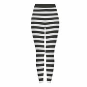 Dasayo High Waist Womens Leggings Black Slim-Leg Casual Jeggings Striped Soft Stretch Trousers Womens Trousers L