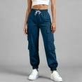 thumbnail image 1 of Dasayo High Waist Womens Pants Taper Active Running Blue Drawstring Joggers Womens Joggers XXL, 1 of 7
