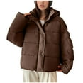 thumbnail image 1 of Dasayo Hooded Womens Coats Bronze Thick Puffer Zipper Coats Solid Hike Long Sleeve Winter Outerwear Jacket for Women XL, 1 of 8