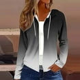 thumbnail image 1 of Dasayo Hooded Womens Hoodies Full Zip up Black Long Sleeve Gradient Color Drawstring Jackets Women Tops L, 1 of 5