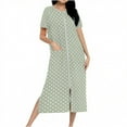 thumbnail image 1 of Dasayo Hospital Night Gowns for Women Zip up Loose Nightgown Side Split Graphic Sleepwear Womens Pajamas XXL, 1 of 7